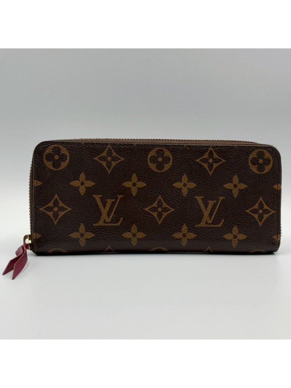 Louis Vuitton Portefeuille Clemence Monogram Fuchsia Leather Pink Purple Brown
